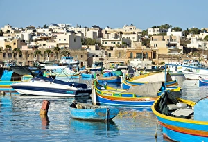 Traditional Maltese fishing boats, Marsaxlokk town Traditional Maltese fishing boats, Marsaxlokk town