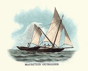 Traditional Mauritius Outrigger Boat, 19th Century Traditional Mauritius Outrigger Boat, 19th Century