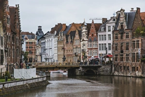 Traditional old houses on the canal, Ghent Traditional old houses on the canal, Ghent