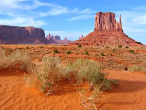 Prints of Classic landscape of Monument Valley, in the desert of the American Southwest in Arizona Landscapes Prints: Monument Valley Landscape Classic Print