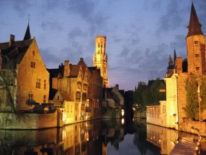 Prints of Brugge or Bruges, in Flanders (Belgium) is a small town that has kept its medieval flavour over the past few centuries. A destination not to be missed Belgium Prints: Print of Bruges, Medieval Flemish Townscape