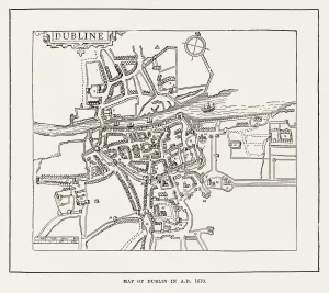 Map Prints: Historical Map of Dublin, Ireland Print (Circa 1610)