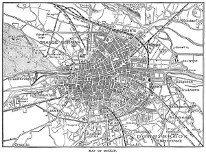 Ireland Prints: Mid-19th Century Dublin Map Print, Ireland 1885