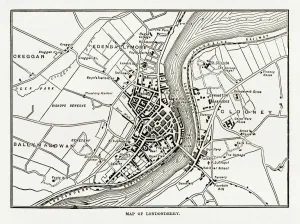 County Londonderry Prints: Rare 1840 Londonderry Map Print, Digitally Restored