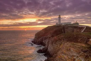 Prints of Sunset at South Stack Lighthouse on Isle of Anglesey North wales Travel Photographer Collection Prints: South Stack Lighthouse Sunset Print, Isle of Anglesey
