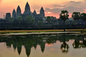 Temple Prints: Angkor Wat Temple at Sunrise Print, Cambodia