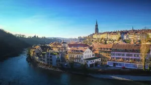 Prints of View of Bern old town over the Aare river - Switzerland Switzerland Prints: View of Bern old town over the Aare river - Switzerland Print