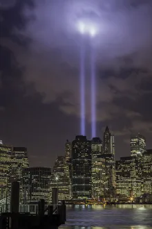<b class=qtipBold><figcaption>Tribute in Light</figcaption></b><br>The display, known as Tribute in Light, appears as twin shafts filling the void of where the World Trade Center twin towers previously stood in lower Manhattan.<br><em>© Copyright Maria Gemma June, 2014</em> Tribute in Light