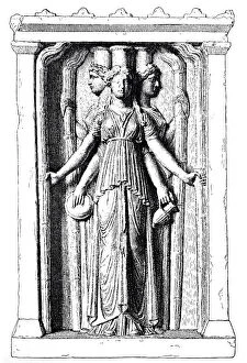 Triform of Hecate, Goddess of Magic, Theurgy, Necromancy, marble statue