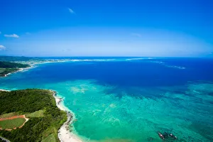 Tropical island and coral reef from above, Okinawa Tropical island and coral reef from above, Okinawa