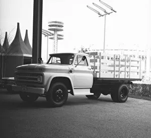 Pick Up Truck Gallery: Truck on parking lot, (B&W)