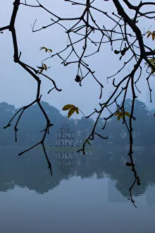 Turtle Tower with winter tree in Hoan Kiem Lake, Center Hanoi, Winter, Morning, Vietnam Turtle Tower with winter tree in Hoan Kiem Lake, Center Hanoi, Winter, Morning, Vietnam