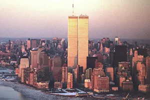 <b class=qtipBold><figcaption>Twin Towers world trade center</figcaption></b><br>This is an aerial photo of the Twin Towers World Trade center at dusk .<br><em>© Jerry Trudell</em> Twin Towers world trade center