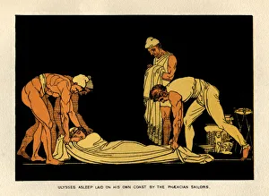 Ulysses asleep and taken to Ithaca by Phaeacian sailors Ulysses asleep and taken to Ithaca by Phaeacian sailors