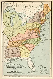 The United States colonies at the beginning of the Revolution map 1895 The United States colonies at the beginning of the Revolution map 1895