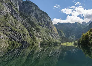 Upper Lake with reflection, Salet am Konigssee, Berchtesgaden National Park, Berchtesgadener Land district Upper Lake with reflection, Salet am Konigssee, Berchtesgaden National Park, Berchtesgadener Land district