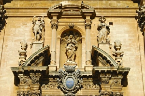 Detail of the upper part of the portal Cathedral San Giovanni Ragusa Italy Detail of the upper part of the portal Cathedral San Giovanni Ragusa Italy