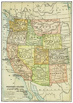 USA Western states map 1898 USA Western states map 1898
