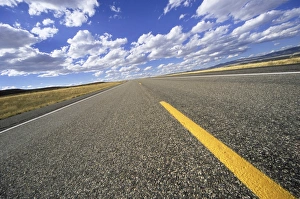 USA, Wyoming, Dubois, roadway across high desert USA, Wyoming, Dubois, roadway across high desert