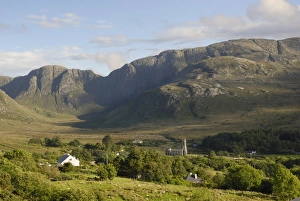 Valley with church ruins in the hills of Donegal at the Poisoned Lake, County Donegal Valley with church ruins in the hills of Donegal at the Poisoned Lake, County Donegal
