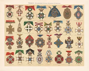 Various historical medals of Europe (except Germany), chromolithograph, published 1897 Various historical medals of Europe (except Germany), chromolithograph, published 1897