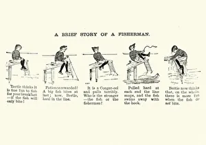 Victorian comic strip, story of a fisherman, 1890s Victorian comic strip, story of a fisherman, 1890s
