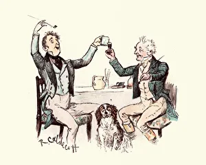 Two victorian men drinking and having fun Two victorian men drinking and having fun