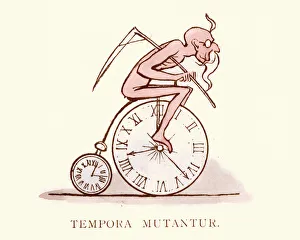 Victorian satirical cartoon, Tempora mutantur, times change, 19th Century Victorian satirical cartoon, Tempora mutantur, times change, 19th Century