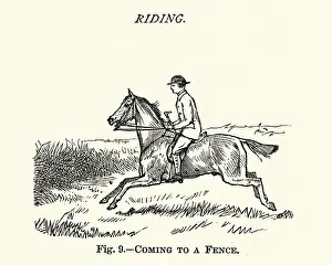 Victorian sports, Riding, Coming to a fence, 19th Century Victorian sports, Riding, Coming to a fence, 19th Century