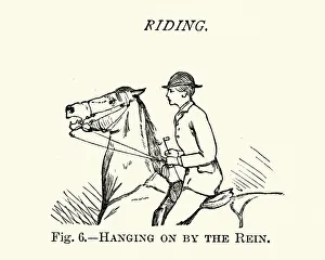 Victorian sports, Riding, Hanging on by the rein, 19th Century Victorian sports, Riding, Hanging on by the rein, 19th Century