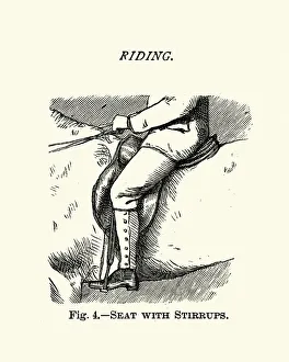 Victorian sports, Riding, Seat with stirrups, 19th Century Victorian sports, Riding, Seat with stirrups, 19th Century