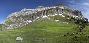 View towards the Alpstein massif with Saentis Mountain from Schwegalp, Switzerland, Europe View towards the Alpstein massif with Saentis Mountain from Schwegalp, Switzerland, Europe