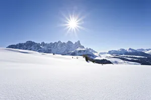 View during the ascent of Mt Cima Bocche, above Passo Valles, Pale di San Martino mountain group next to the Passo View during the ascent of Mt Cima Bocche, above Passo Valles, Pale di San Martino mountain group next to the Passo