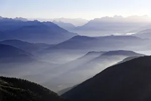 View from the Benediktenwand ridge into the Brandenberg Alps and Karwendel Alpine ridge View from the Benediktenwand ridge into the Brandenberg Alps and Karwendel Alpine ridge