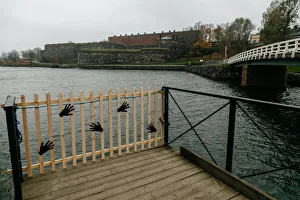 View on a bridge connecting Susisaari and Iso-Mustasaari islands in Suomenlinna, Finland View on a bridge connecting Susisaari and Iso-Mustasaari islands in Suomenlinna, Finland