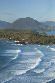The View Of Cox Bay And Surrounding Mountains And Temperate Rainforest Near Tofino The View Of Cox Bay And Surrounding Mountains And Temperate Rainforest Near Tofino