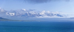 View across the Eyjafoerdur to the snow-capped mountains near Dalvik, Akureyri, Iceland, Europe View across the Eyjafoerdur to the snow-capped mountains near Dalvik, Akureyri, Iceland, Europe