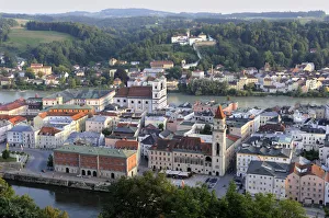 View over the historic town centre between the Inn and Danube rivers, Passau View over the historic town centre between the Inn and Danube rivers, Passau