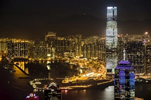 View over Hong Kong skyline from Victoria Peak at night, Central District, Hong Kong View over Hong Kong skyline from Victoria Peak at night, Central District, Hong Kong