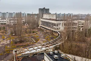 View of the House of Culture Energetic and the central square of Pripyat View of the House of Culture Energetic and the central square of Pripyat