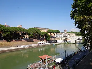 A view on Isola Tiberina, Tiber Island, Rome, Italy A view on Isola Tiberina, Tiber Island, Rome, Italy