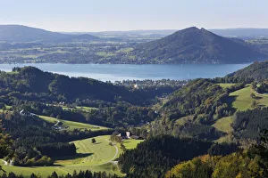 View of lake Attersee as seen from Kienesberg mountain, Weyregg in the foreground View of lake Attersee as seen from Kienesberg mountain, Weyregg in the foreground