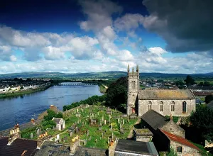 View of Limerick city over St Marys Cathedral and River Shannon, County Limerick, Ireland