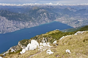 View from Monte Altissimo above Nago overlooking Lake Garda and Arco, Trentino, Italy View from Monte Altissimo above Nago overlooking Lake Garda and Arco, Trentino, Italy