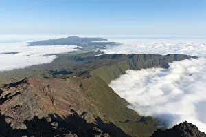 View from Mount Piton des Neiges towards Mount Piton de la Fournaise volcano, near Cilaos View from Mount Piton des Neiges towards Mount Piton de la Fournaise volcano, near Cilaos
