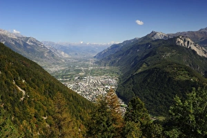 The view of the Rhone valley from Martigny to Sierre and Leukerbad, Canton of Valais The view of the Rhone valley from Martigny to Sierre and Leukerbad, Canton of Valais