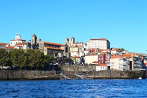View of Ribeira district from Douro river with the Church of San Francisco View of Ribeira district from Douro river with the Church of San Francisco