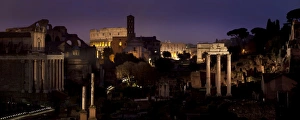 View of the ruins of the Roman Forum in Rome at twilight View of the ruins of the Roman Forum in Rome at twilight