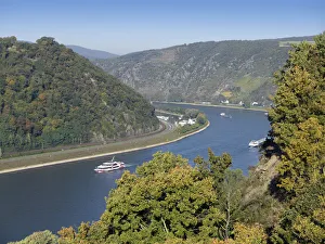 View from St. Goarshausen across the Rhine Valley, Rhineland-Palatinate, Rhine Valley View from St. Goarshausen across the Rhine Valley, Rhineland-Palatinate, Rhine Valley