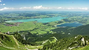 Panoramic View Gallery: View from Tegelberg Mountain towards Lake Forggensee and Lake Bannwaldsee in Allgaeu, Bavaria